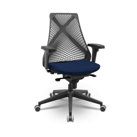 Cadeira de Escritório Nr17 Bix X+ Encosto Tela Termoplástica Cor:azul Marinho com Preto