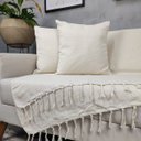 Ver imagem 3 de Kit 2 Capas de Almofada Decorativa Linho 42x42 + Manta Sofá