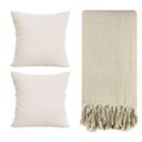 Ver imagem 1 de Kit 2 Capas de Almofada Decorativa Linho 42x42 + Manta Sofá