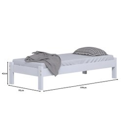 Cama de Solteiro Turca de Madeira Maciça Reforçada Branco - 2