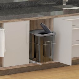 Lixeira com Corrediças Telescópicas Deslizantes Preto Dupla 15L para Cozinha Dimec - 5