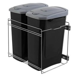 Lixeira com Corrediças Telescópicas Deslizantes Preto Dupla 15L para Cozinha Dimec - 1