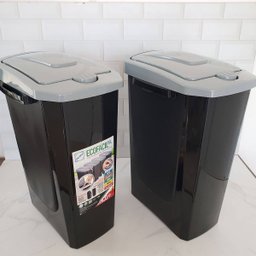 Lixeira com Corrediças Telescópicas Deslizantes Preto Dupla 15L para Cozinha Dimec - 4
