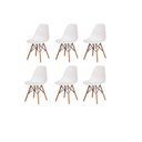 Ver imagem 2 de Conjunto de Mesa de Jantar Eames Eiffel Redonda 100cm Tampo de Madeira Branco com 6 Cadeiras Brancas