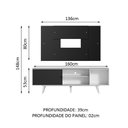 Ver imagem 3 de Rack Madesa Dubai com Pés e Painel para Tv até 58 Polegadas Branco/preto 7377 Cor:branco/preto/preto