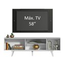 Ver imagem 4 de Rack Madesa Dubai com Pés e Painel para Tv até 58 Polegadas Branco/preto 7377 Cor:branco/preto/preto