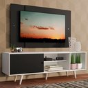 Ver imagem 1 de Rack Madesa Dubai com Pés e Painel para Tv até 58 Polegadas Branco/preto 7377 Cor:branco/preto/preto