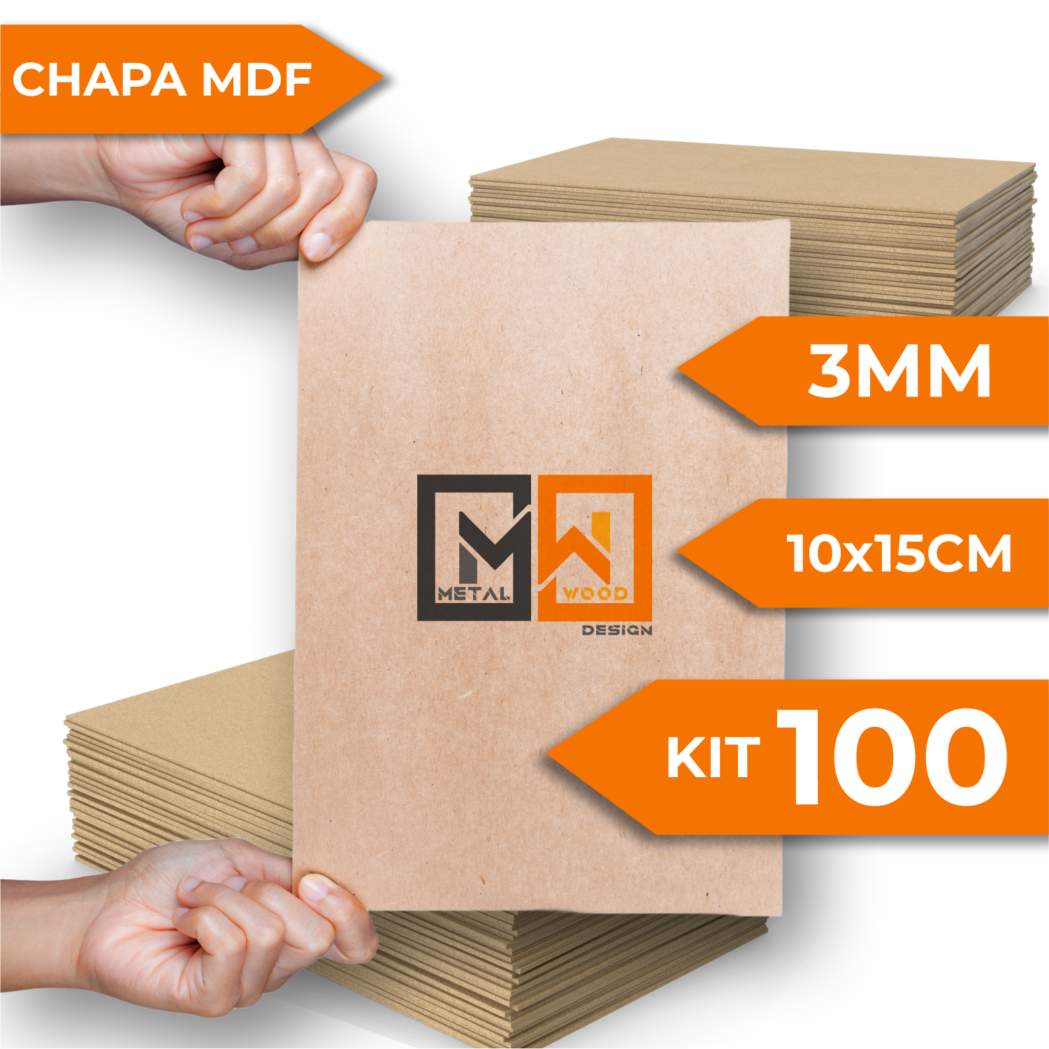 Chapa Mdf Cru 10x15 Kit 100 3mm Placas Artesanato Decoração - 2