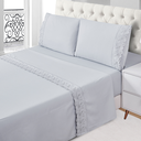 Ver imagem 1 de Jogo de Lençol Queen Bordado 4 Peças 1,58 X 1,98 X 38 Cm - Cinza