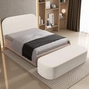 Ver imagem 2 de Cabeceira Cama Box King 195cm Lanna com Puff Recamier Doha W01 Linho Cru - Lyam Decor