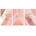 Ver imagem 1 de Kit Placas Quadros 3 Peças Mdf 30x45 Formas Rosa