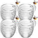 Ver imagem 1 de Conjunto 4 Xícaras de Chá 180ml Lovely Bee Lyor Abelinhas Vidro Duplo Decoradas