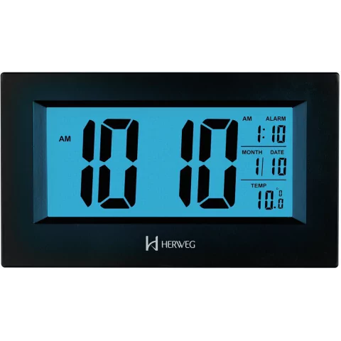 Despertador Digital Preto Herweg 2972