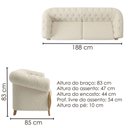 Ver imagem 3 de Sofá Living Capitone 2 Lugares Milano 188 cm Pes Madeira Boucle Tce 1010 Moll