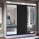 Ver imagem 1 de Guarda-Roupa Casal Madesa Istambul 3 Portas de Correr com Espelhos 3 Gavetas Branco/Preto Cor:Branco