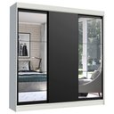 Ver imagem 2 de Guarda-Roupa Casal Madesa Istambul 3 Portas de Correr com Espelhos 3 Gavetas Branco/Preto Cor:Branco