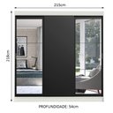 Ver imagem 3 de Guarda-Roupa Casal Madesa Istambul 3 Portas de Correr com Espelhos 3 Gavetas Branco/Preto Cor:Branco