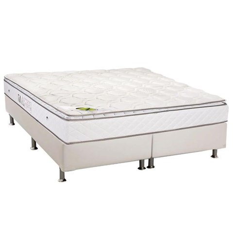 Cama Box Queen: Colchão Molas Luckspuma MasterPocket Ensacadas Luck Spring + Base CRC Courano Branco