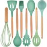 kit de utensílios de Cozinha Silicone cabo de Madeira 12 Pçs Cor:Verde - 2