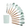 kit de utensílios de Cozinha Silicone cabo de Madeira 12 Pçs Cor:Verde - 1