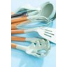 kit de utensílios de Cozinha Silicone cabo de Madeira 12 Pçs Cor:Verde - 5
