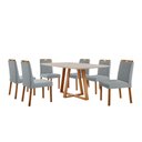Ver imagem 1 de Conjunto Sala de Jantar Mesa Florença 160x90cm Off White com 6 Cadeiras Dallas Linho Cinza