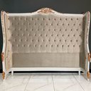 Ver imagem 3 de Cabeceira de Cama Queen Bergere com Estofamento Veludo Cinza com Capitonê
