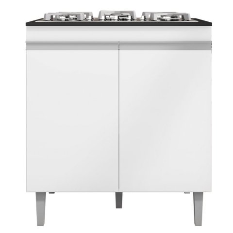 Balcão Com Tampo para Cooktop 5 bocas 2 Portas Andréia Branco - AJL Móveis