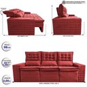 Ver imagem 2 de Sofá 3 Lugares Retrátil e Reclinável Cama inBox Senses 2,00m Velusoft Vermelho