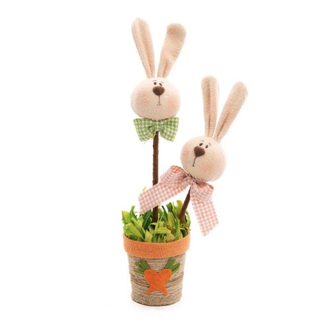 Vaso Decor C/2 Cabecas Coelho com Laco