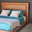 Ver imagem 4 de Conjunto Cabeceira e Base Cama Mônaco Couro Sintético Caramelo King 1,95m