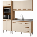 Ver imagem 2 de Jogo de Cozinha Modulada 180m 3 Peças com Balcão de Pia 120m sem Tampo/cuba - Savana/off White Móbli