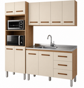 Ver imagem 2 de Jogo de Cozinha Modulada 180m 3 Peças com Balcão de Pia 120m sem Tampo/cuba - Savana/off White Móbli