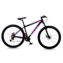 Ver imagem 2 de Bicicleta Aro 29 Alumínio Gott Rocker Freios a Disco Suspensão 21v - Preto/rosa Azul - 19