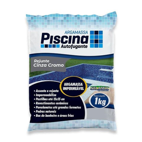 Rejunte Piscina Impermeável Cor Cinza Cromo 1kg