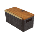 Ver imagem 1 de Cesto Juta Alongado G Preto C/tampa de Madeira Nitron