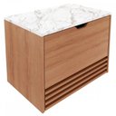 Ver imagem 4 de Gabinete para Banheiro sem Cuba 1 Porta 1 Gaveta 60cm Amêndoa/Mármore Branco - Tecno Mobili