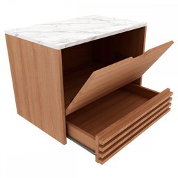 Armário de Banheiro 1 Porta 1 Gaveta Amêndoa/Mármore Branco Bn3613 - Tecno Mobili - 3