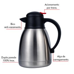 Garrafa Bule Parede Dupla Inox 1l Class Home - 3