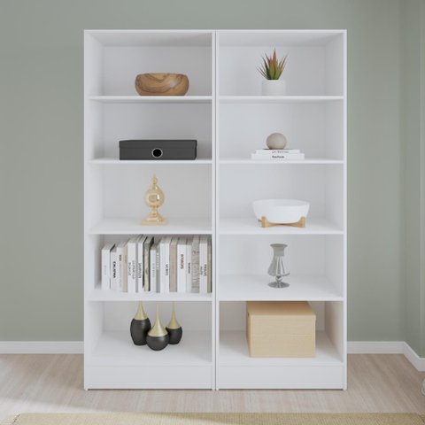 Estante Livreiro Multiuso Mirage 8 Prateleiras 1,77m Branco Viero