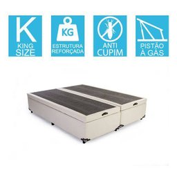 Base Cama Box Baú Blindado Bipartido King Size Suede Bege 43x193x203 - 2