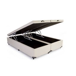 Base Cama Box Baú Blindado Bipartido King Size Suede Bege 43x193x203 - 1