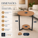 Ver imagem 4 de Mesa Lateral Siena Estilo Industrial 49cm Redonda MDF e Aço Canto Amadeirado/Preto Lh Móveis