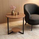 Ver imagem 7 de Mesa Lateral Siena Estilo Industrial 49cm Redonda MDF e Aço Canto Amadeirado/Preto Lh Móveis