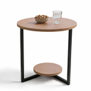 Ver imagem 6 de Mesa Lateral Siena Estilo Industrial 49cm Redonda MDF e Aço Canto Amadeirado/Preto Lh Móveis