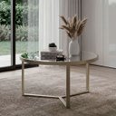 Ver imagem 1 de Mesa de Centro Sala Recepcao Redonda Habone Champanhe com Espelho