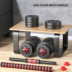 Halter Ajustavel 15kg Dumbell Academia Anilha Musculaçao Peso Regulavel Fitness Cross Treino Fit Fit