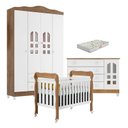 Ver imagem 1 de Quarto de Bebê New Selena 4 Portas com Berço Lila e Cômoda Gran Selena Branco Acetinado Amadeirado e