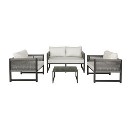Kit Jogo de Sofás 4 Lugares + Chaise Redonda de 1,60 Cm Corda Náutica Alumínio Área Externa - 2