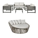 Ver imagem 1 de Kit Jogo de Sofás 4 Lugares + Chaise Redonda de 1,60 Cm Corda Náutica Alumínio Área Externa